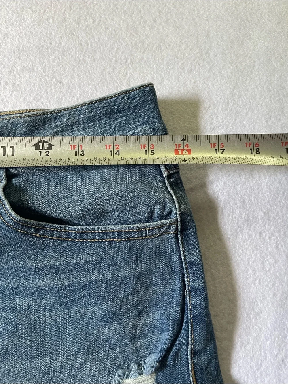 Rewash Raw Hem Distressed Denim Shorts - Blue